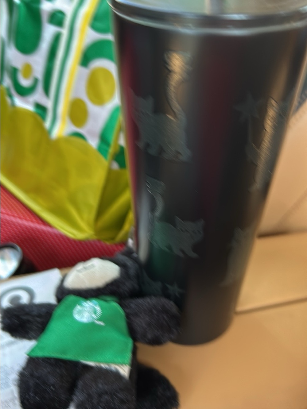 Starbucks Black Cat Pattern Stainless Travel Tumbler and Kitty Keychain - 2026